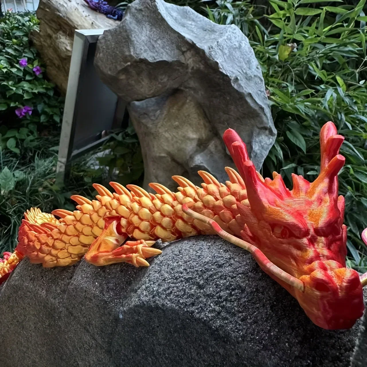 Planted Tank - 90cm 3Dプリント中国龍フィギュア、可動式ドラゴンオーナメント、植木鉢、水槽、家の装飾に
