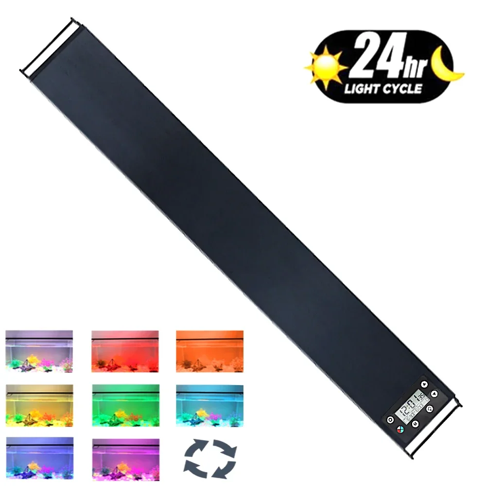 Aquarium Plant Light - 120cm水槽用、24時間365日対応のフルスペクトルLEDライト。防水仕様で、水槽の装飾や植物の育成に最適。調光機能付き。100V-240V対応。