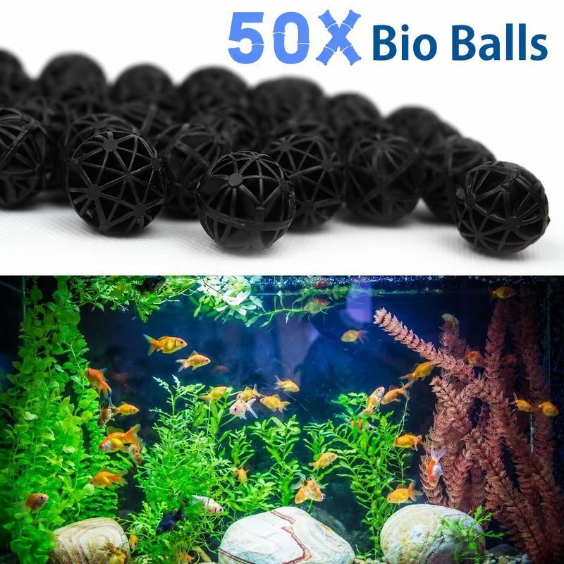 Aquarium Fertilizer - 50個入り 16mm アクアリウム用バイオフィルターボール 魚タンク・池用ろ過材 生化学的水質浄化フィルター マリンアクセサリーセット