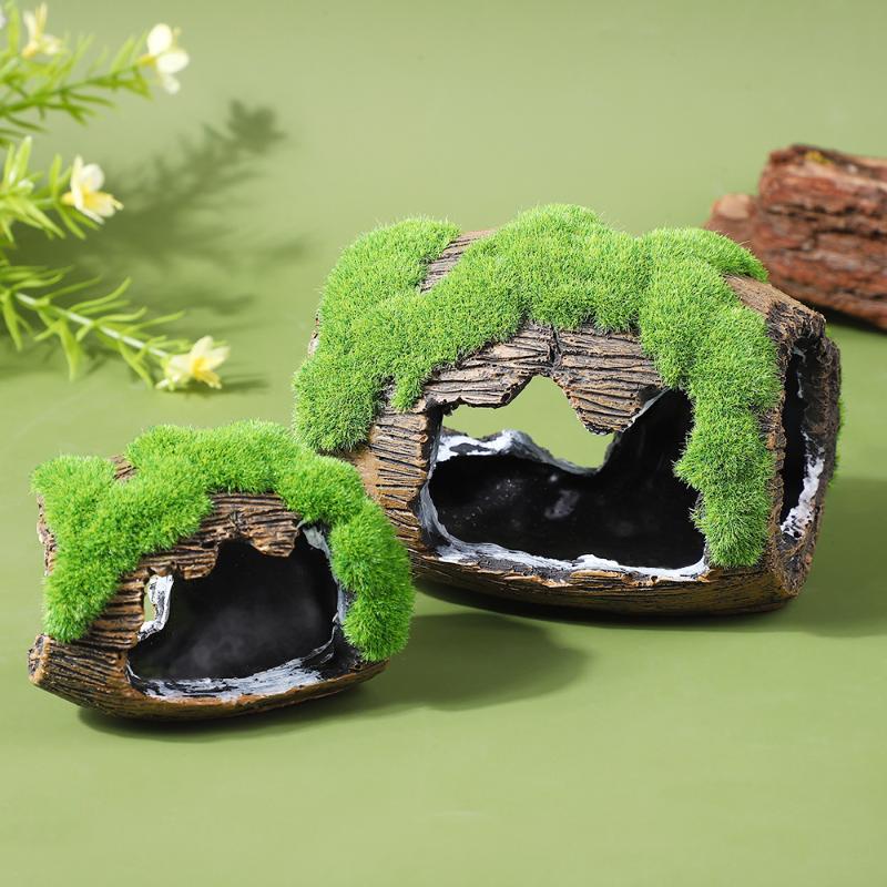 Aquarium Driftwood - 隠れ家のある洞窟型水槽、水槽装飾、魚の隠れ家、水槽用樹脂製オーナメント、魚水槽アクセサリー