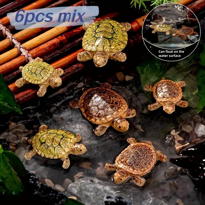 Aquarium Moss - 水槽の装飾、ミニチュア風景、盆栽、屋外庭園、池の装飾用のミニチュアカメ像6個。
