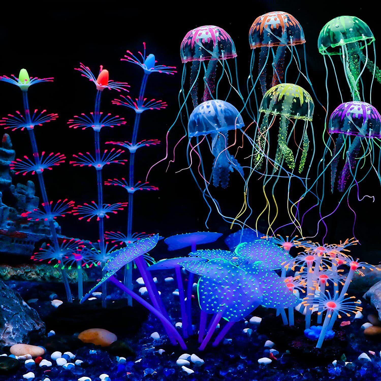 シリコン製光る景観人工魚タンク水槽蛍光サンゴひまわり海葵植物 - Live Plant Aquarium のレビューと価格
