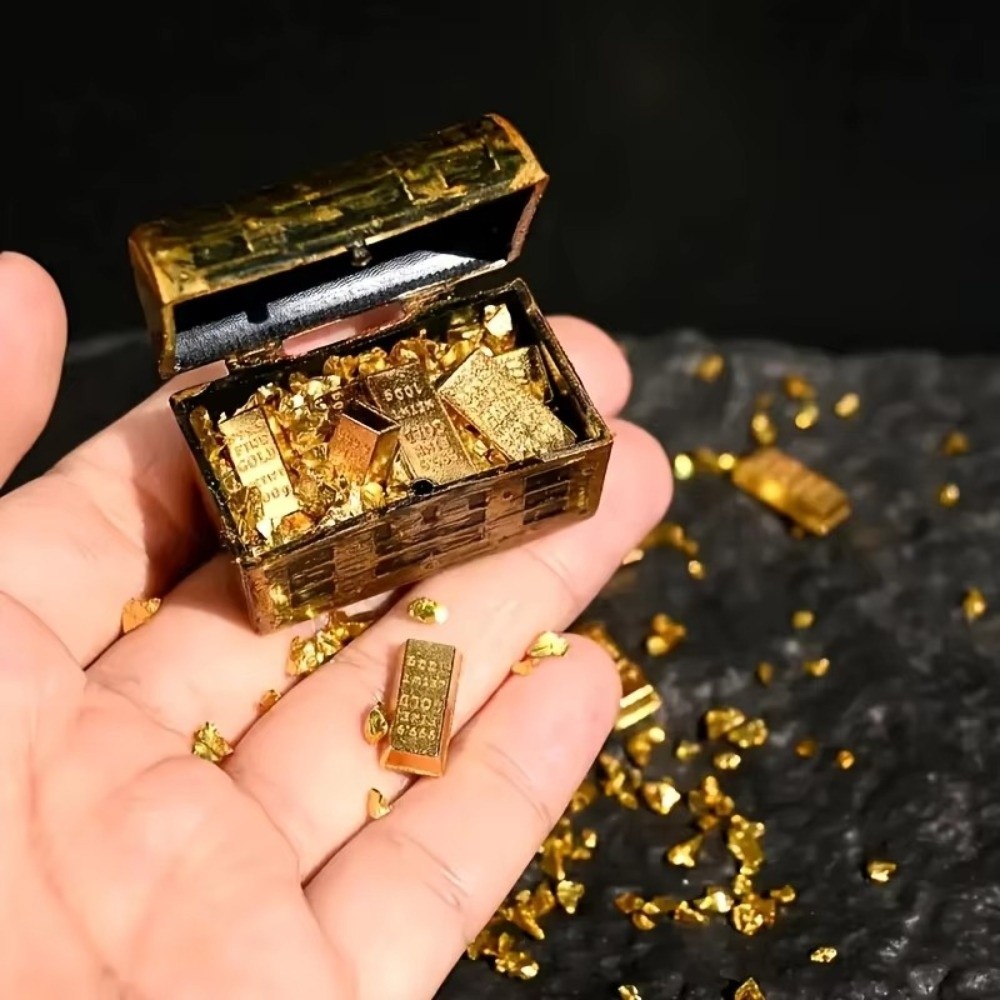 1個入り、楽しいミニ海賊の宝箱、宝物をテーマにした、金色のミ - Aquarium Plants Live のレビューと価格