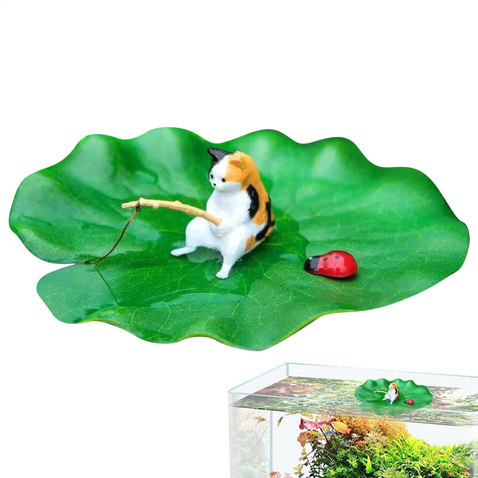 水槽装飾フローティングキャットフィッシング水槽モデル装飾ベタ - Aquarium Plants Live のレビューと価格