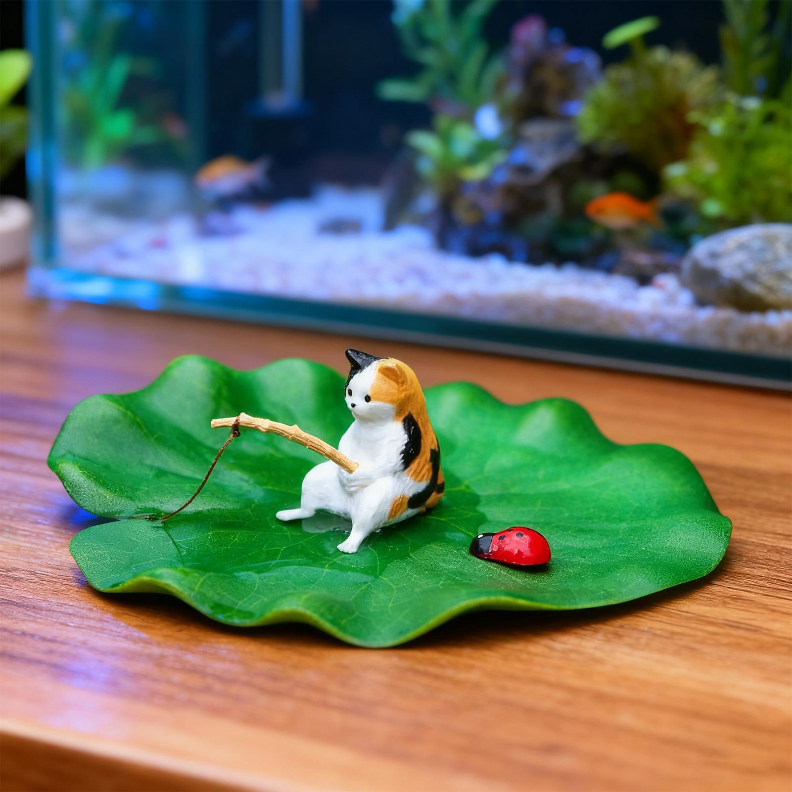 水槽装飾フローティングキャットフィッシング水槽モデル装飾ベタ - Aquarium Plants Live のレビューと価格