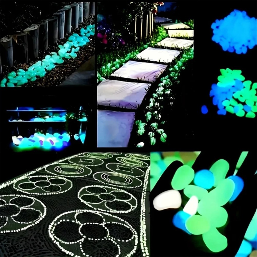100個の暗闇で光る小石、景観、庭の小道、鉢植え、公園、水族 - Plant Aquarium Pot のレビューと価格