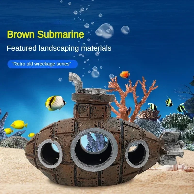 樹脂製潜水艦型オーナメント、水槽飾り、魚やエビの隠れ家、洞窟 - Aquarium Plants Live のレビューと価格